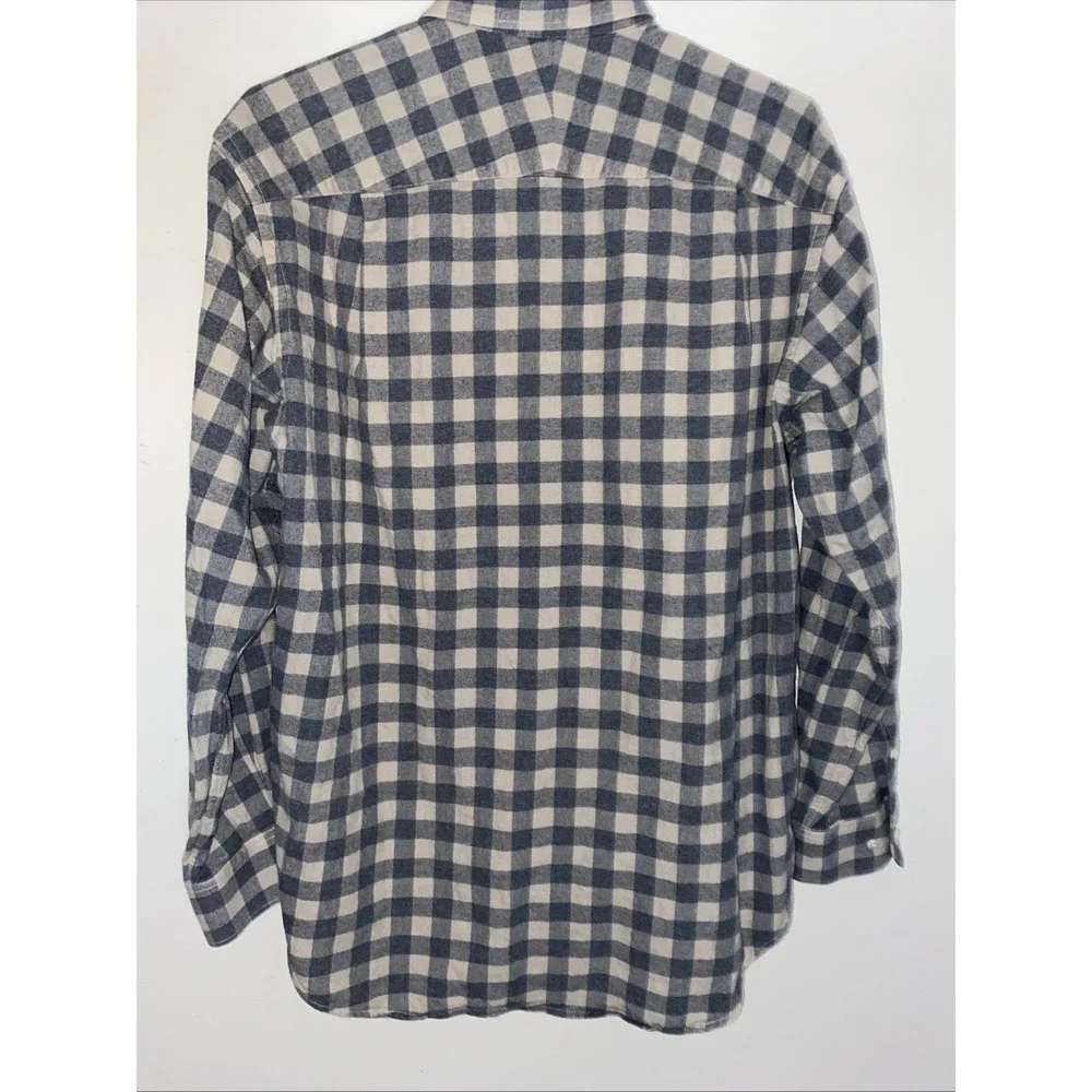 J‎ McLaughlin Flannel Shirt Gray Check 100% Cotton Mens L Gorpcore Bloke Grampa
